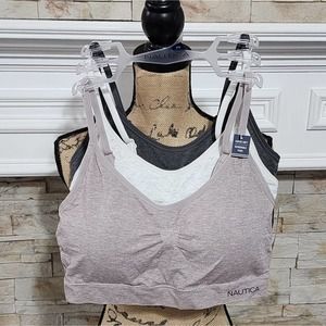 Nautica 3pk active athletic workout lounge bras bralettes plus size 2X new